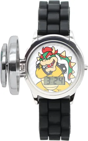 Accutime Kids Nintendo Super Mario Digital Flashing LCD Quartz Childrens Wrist Watch for Boys, Girls, Toddlers with Black Color Strap (Model: GSM4195AZ)