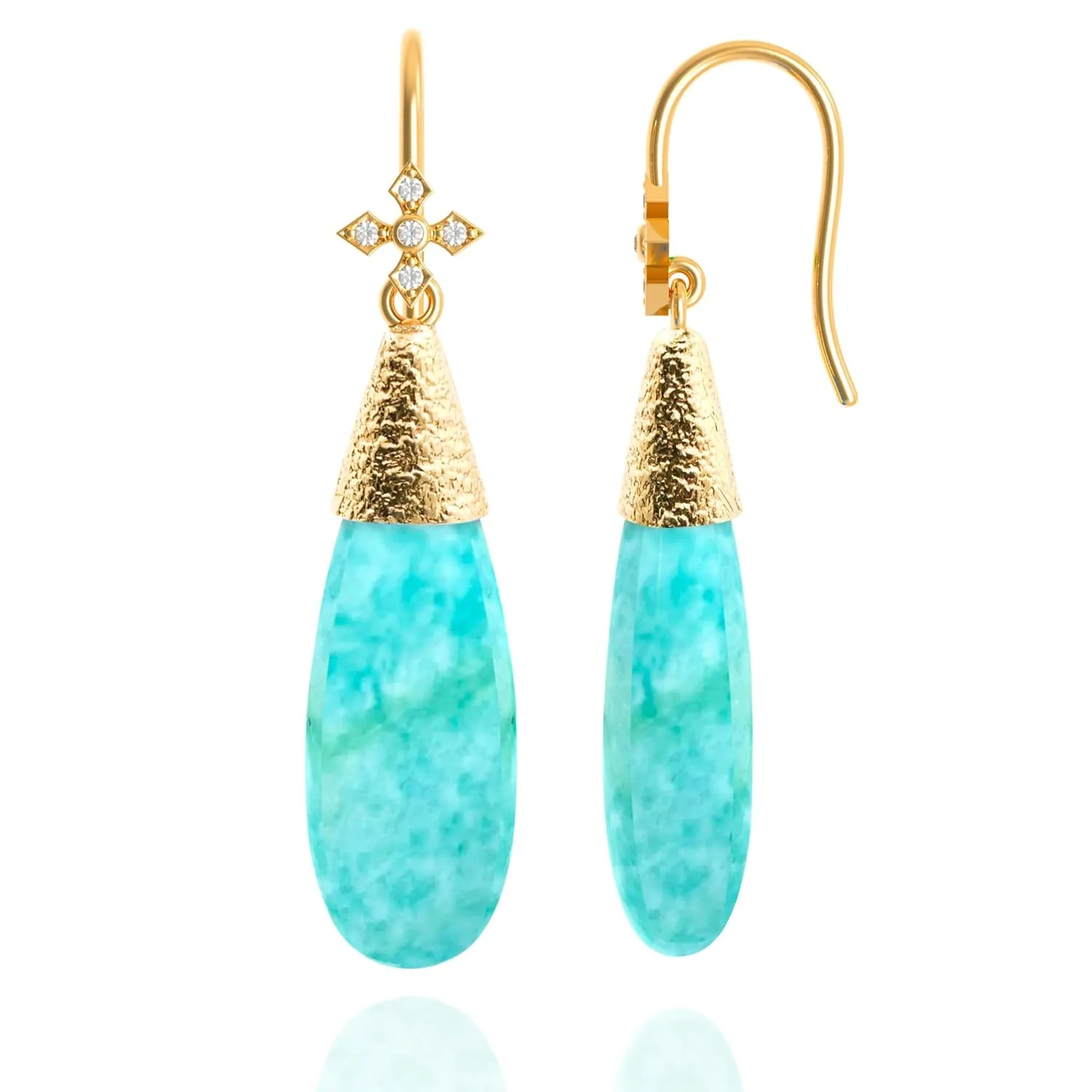 Amazonite Earrings for Women in Large Dangle Drop Shape - 18K Gold Vermeil, Certified 925 Sterling Silver Earring - Hypoallergenic Gold Jewelry for Women, Mothers Day Gifts, Birthday Gifts for Women