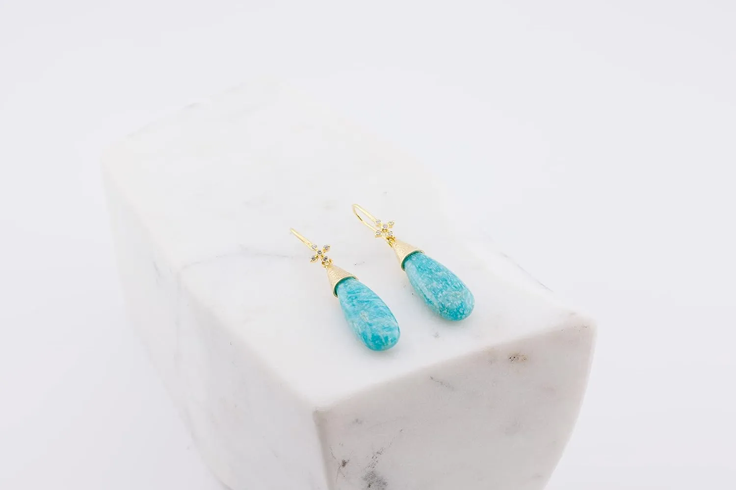 Amazonite Earrings for Women in Large Dangle Drop Shape - 18K Gold Vermeil, Certified 925 Sterling Silver Earring - Hypoallergenic Gold Jewelry for Women, Mothers Day Gifts, Birthday Gifts for Women