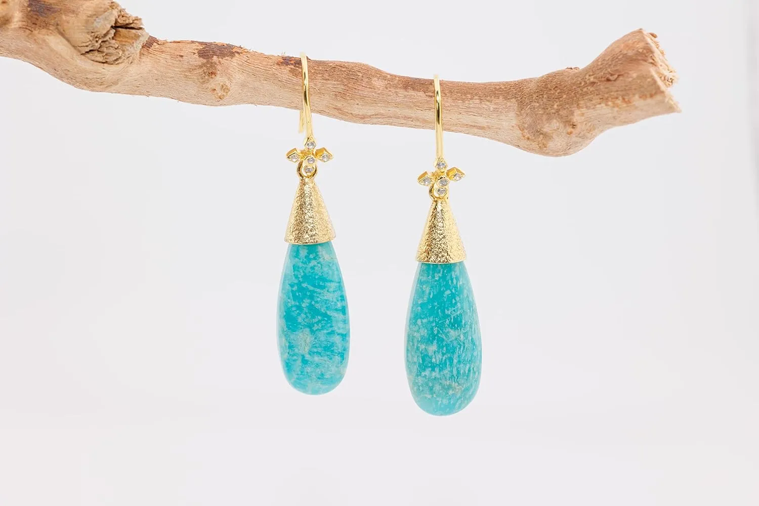 Amazonite Earrings for Women in Large Dangle Drop Shape - 18K Gold Vermeil, Certified 925 Sterling Silver Earring - Hypoallergenic Gold Jewelry for Women, Mothers Day Gifts, Birthday Gifts for Women