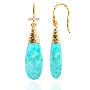 Amazonite Earrings for Women in Large Dangle Drop Shape - 18K Gold Vermeil, Certified 925 Sterling Silver Earring - Hypoallergenic Gold Jewelry for Women, Mothers Day Gifts, Birthday Gifts for Women