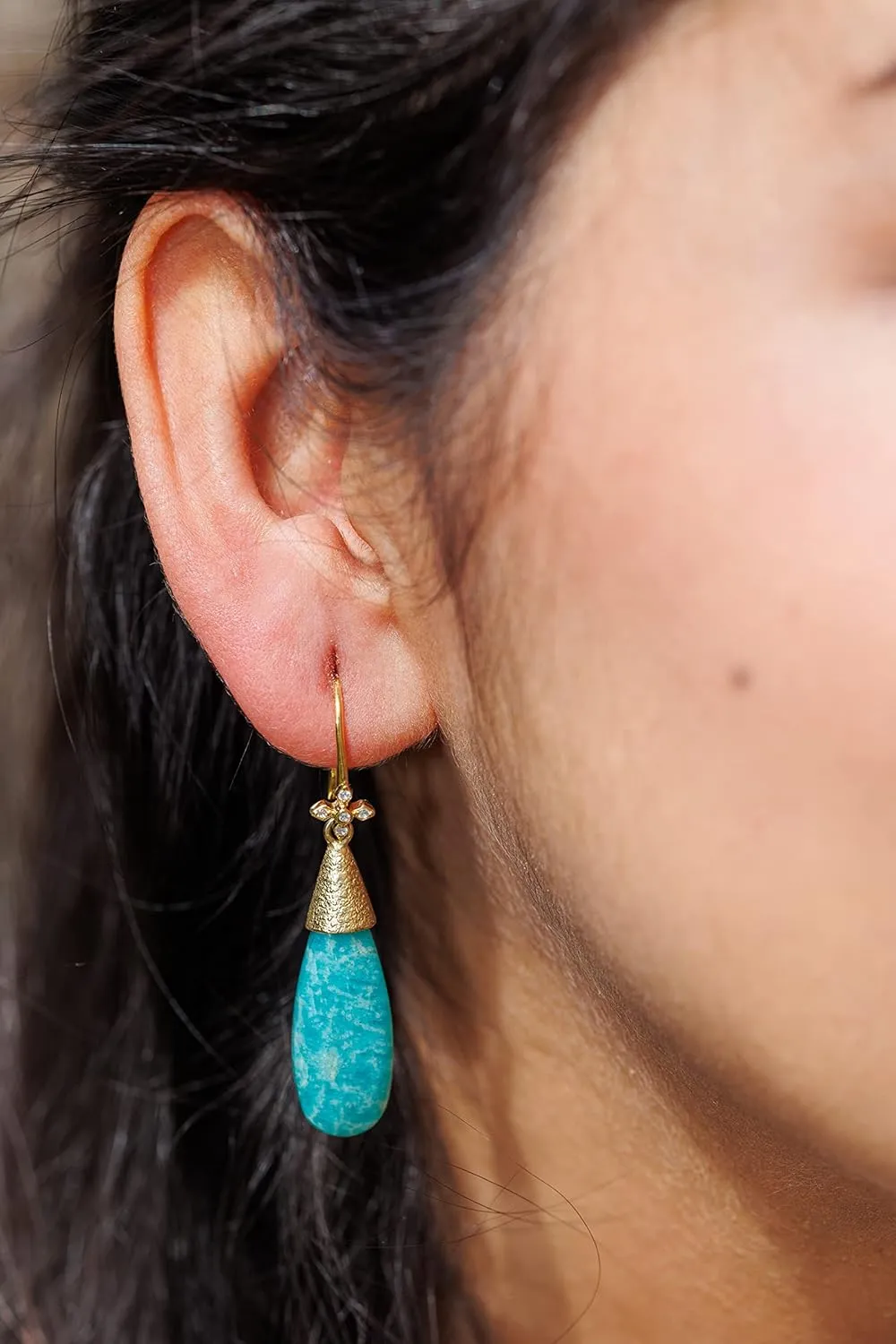 Amazonite Earrings for Women in Large Dangle Drop Shape - 18K Gold Vermeil, Certified 925 Sterling Silver Earring - Hypoallergenic Gold Jewelry for Women, Mothers Day Gifts, Birthday Gifts for Women