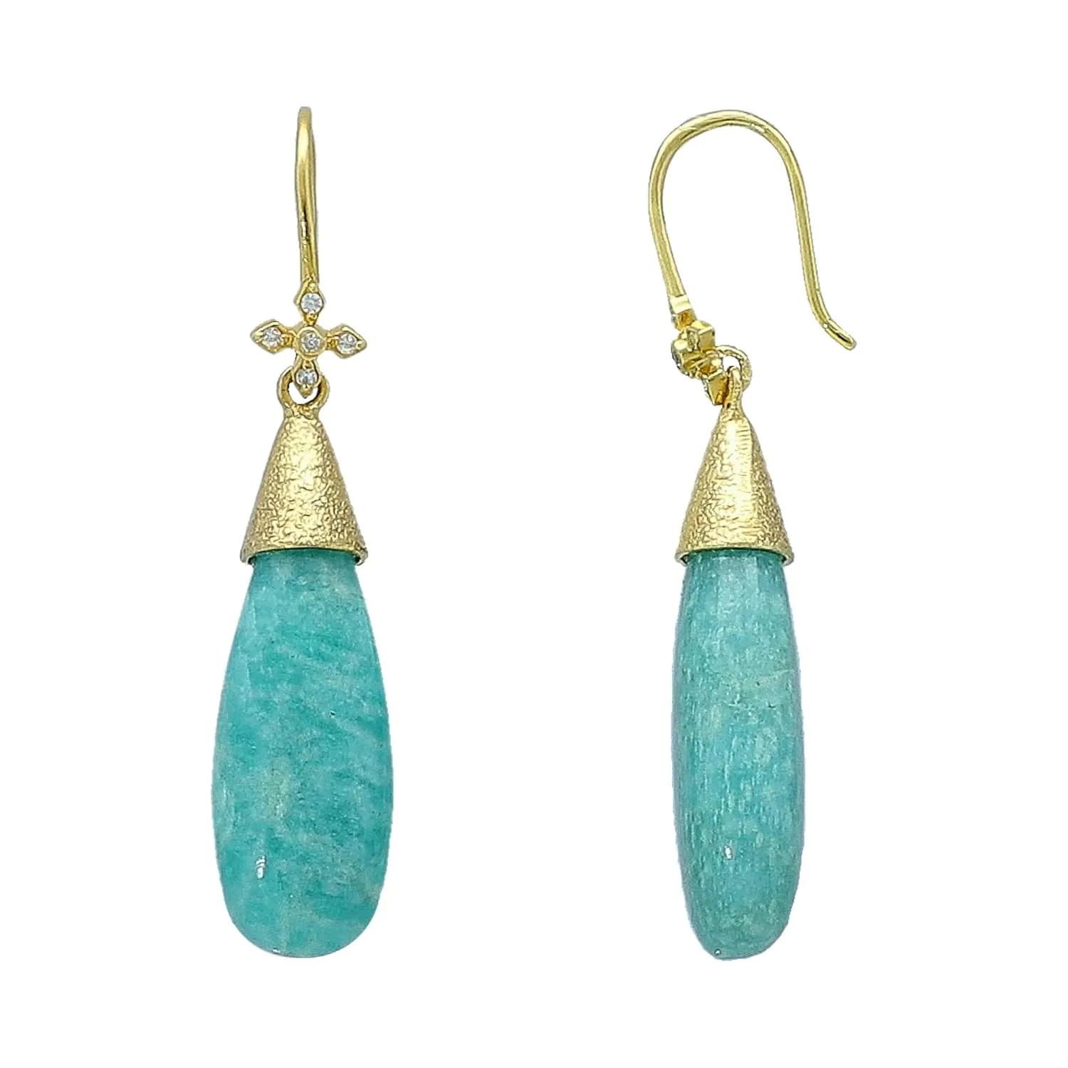 Amazonite Earrings for Women in Large Dangle Drop Shape - 18K Gold Vermeil, Certified 925 Sterling Silver Earring - Hypoallergenic Gold Jewelry for Women, Mothers Day Gifts, Birthday Gifts for Women