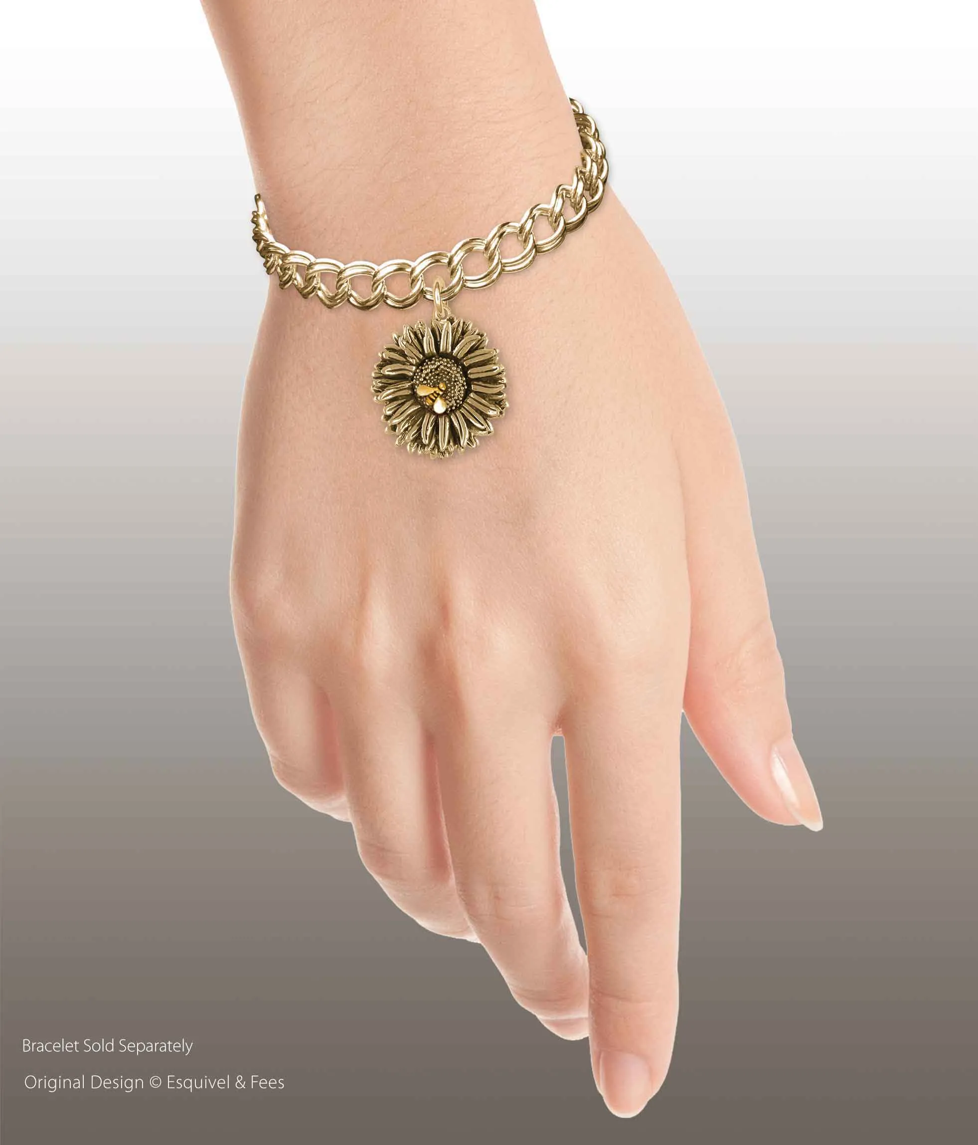Aster Jewelry 14k Yellow Gold Handmade Aster Flower Charm  AST1-BEECG