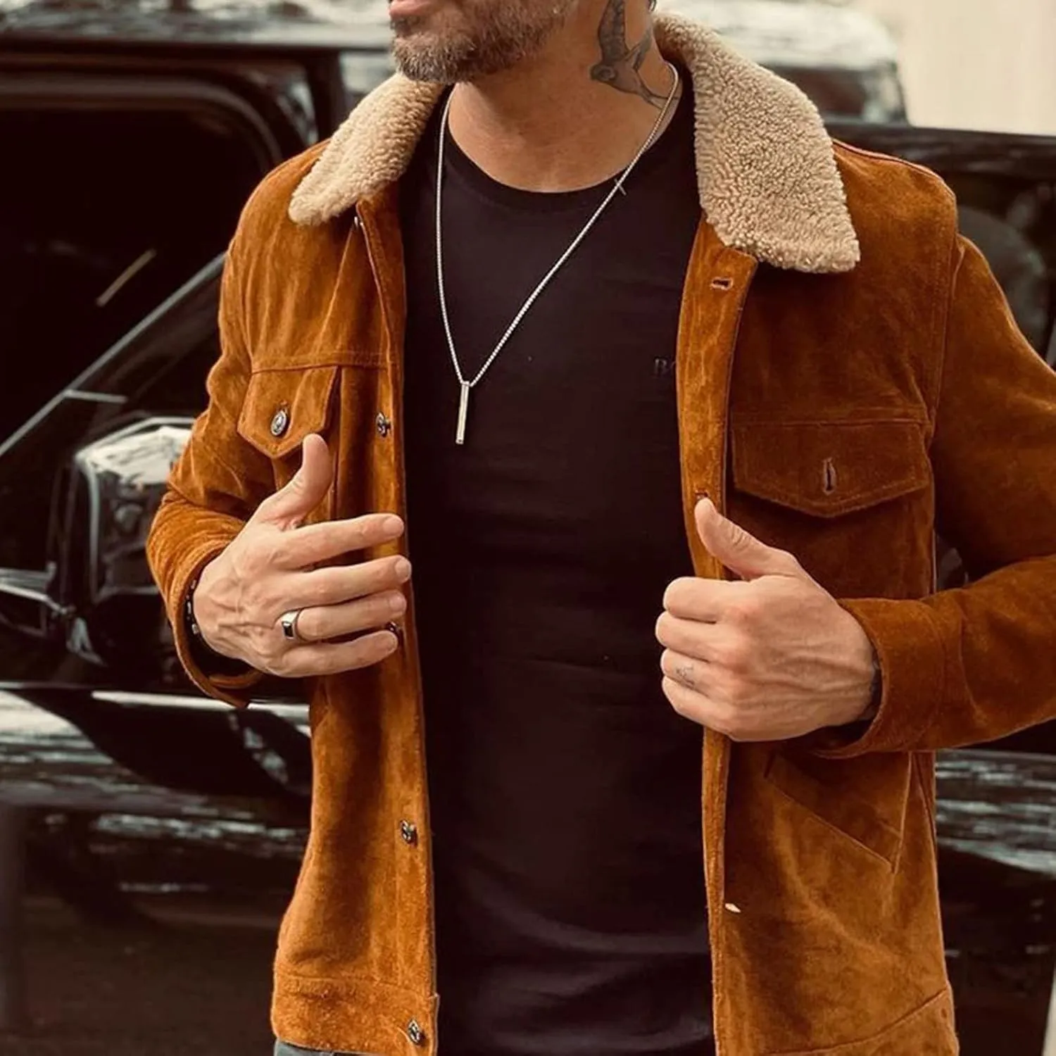Bar Pendant Necklace For Men Stainless Steel Box Chain Pendant Mens Necklace Jewelry Length 22inch