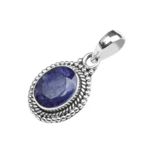 Blue Sapphire Stone Pendant for girl and women, 925 Sterling Silver Natural Gemstone Pendant, Handmade Silver Pendant, Jewelry Gift for her