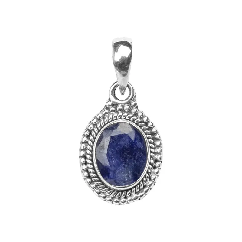 Blue Sapphire Stone Pendant for girl and women, 925 Sterling Silver Natural Gemstone Pendant, Handmade Silver Pendant, Jewelry Gift for her