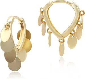 Chunky Gold Hoop Earrings for Women, Trendy 14K Gold Plated Gold/Silver Statement Earring Thick Open Double Hoop Earrings Lightweight Hypoallergenic Earrings Gold Jewelry