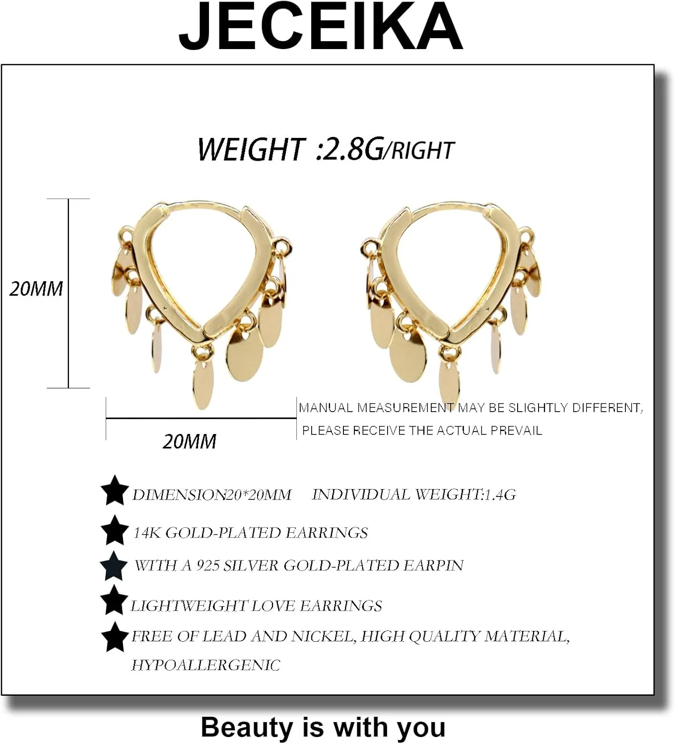Chunky Gold Hoop Earrings for Women, Trendy 14K Gold Plated Gold/Silver Statement Earring Thick Open Double Hoop Earrings Lightweight Hypoallergenic Earrings Gold Jewelry