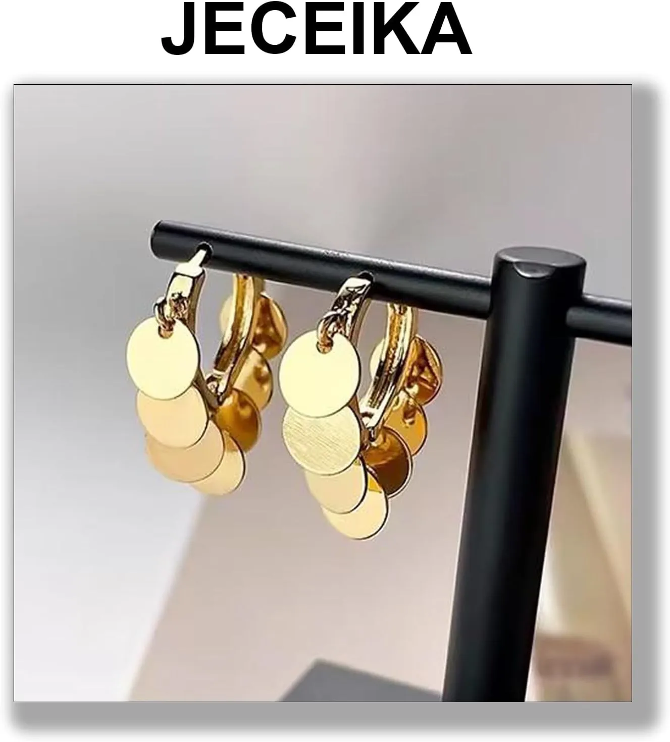 Chunky Gold Hoop Earrings for Women, Trendy 14K Gold Plated Gold/Silver Statement Earring Thick Open Double Hoop Earrings Lightweight Hypoallergenic Earrings Gold Jewelry