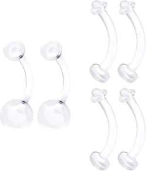 Flexible Acrylic Clear Belly Button Ring Retainer 14 Gauge Navel Bar Earrings Piercing Jewelry See More Sizes