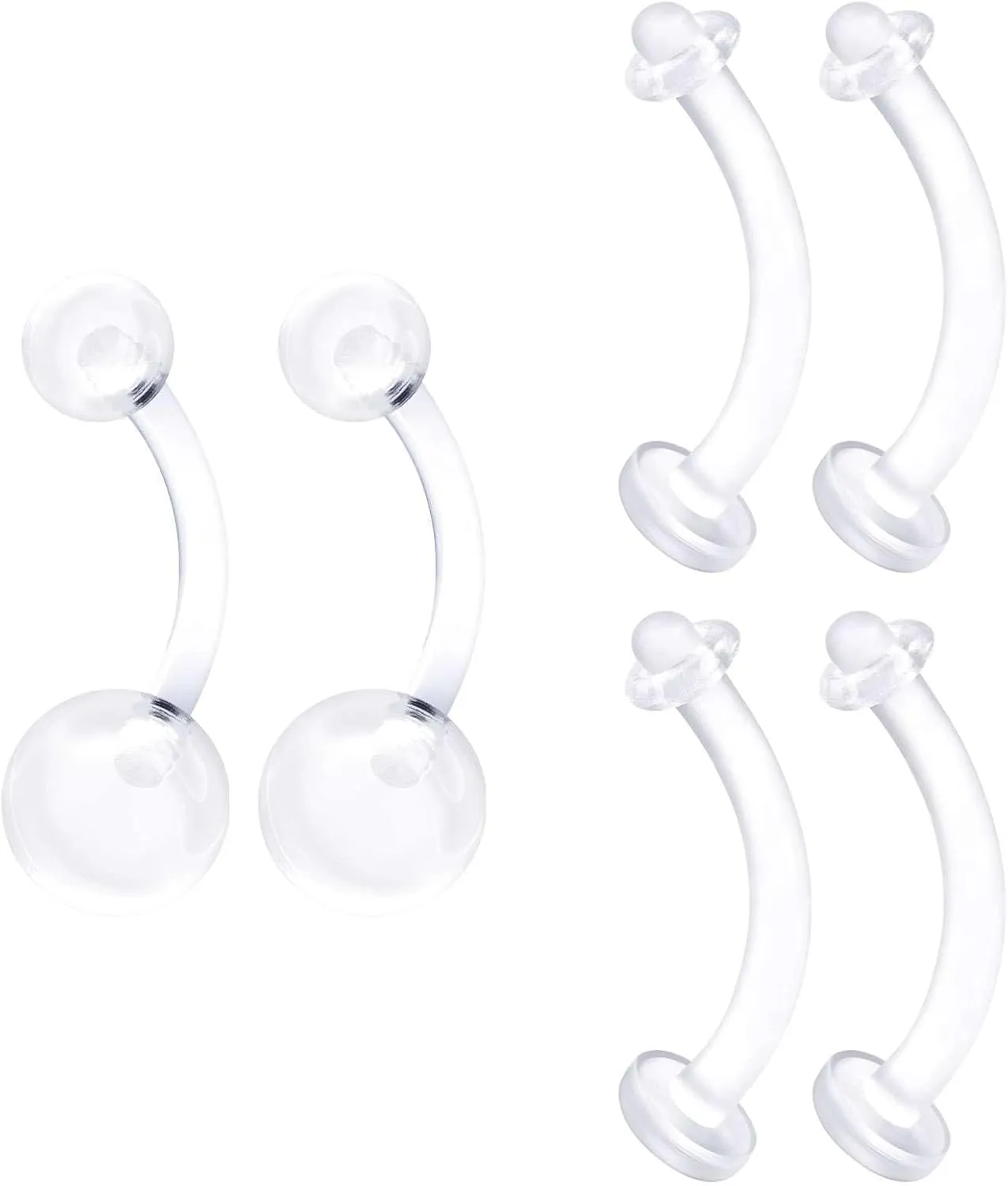 Flexible Acrylic Clear Belly Button Ring Retainer 14 Gauge Navel Bar Earrings Piercing Jewelry See More Sizes