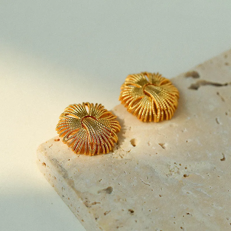 Gold Fireworks Ear Stud Earrings