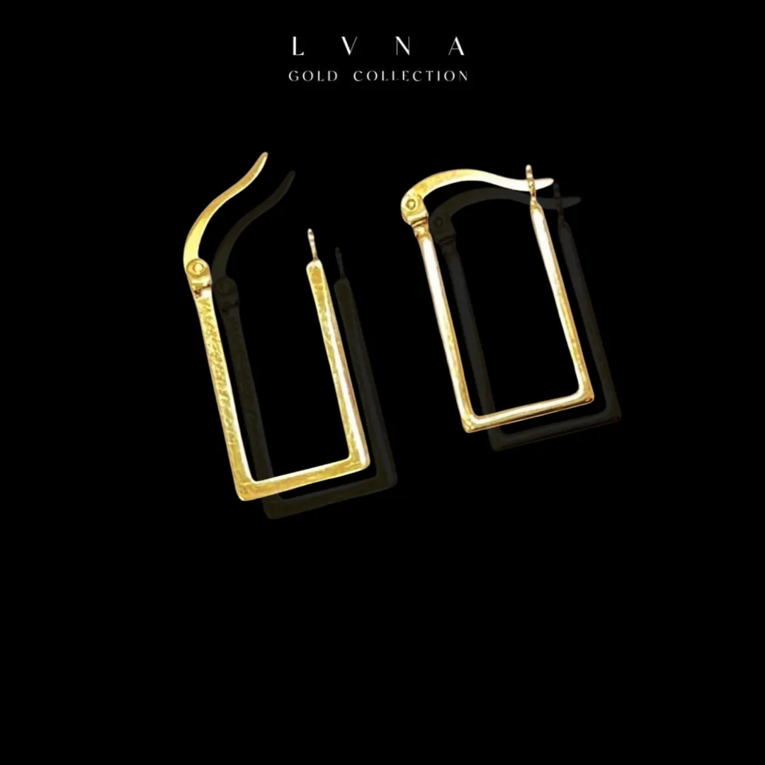 #GOLD2024 | 18K Golden Rectangular Hoop Earrings
