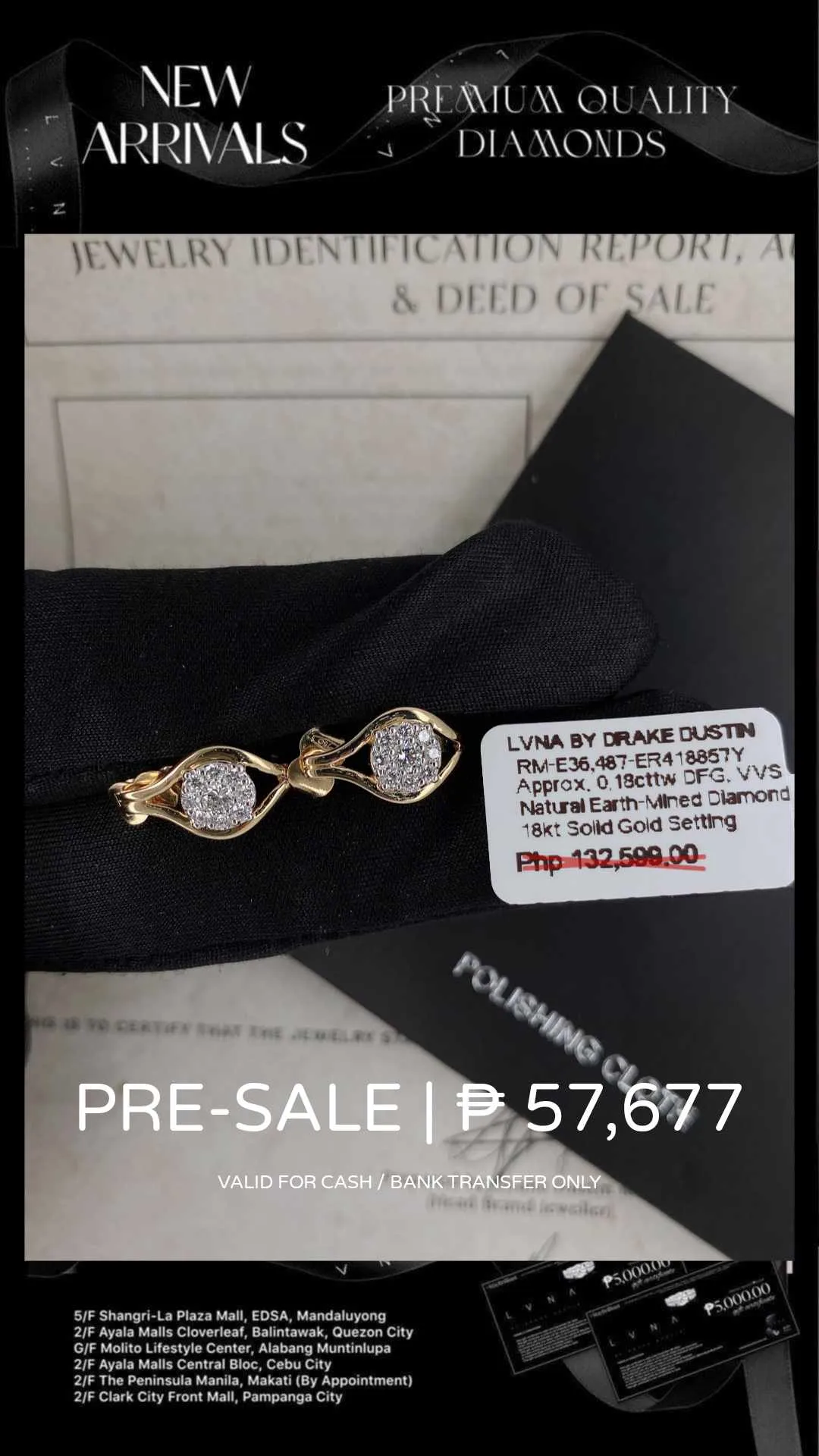 #LVNA2024 | Golden Leaf Round Cluster Diamond Earrings 18kt