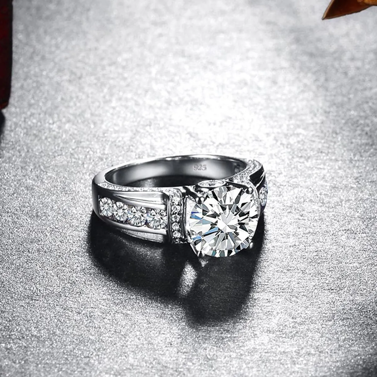 Moissanite Rings for Women 1 CT Round Cut Blue Wedding Ring Engagement Rings White Gold S925