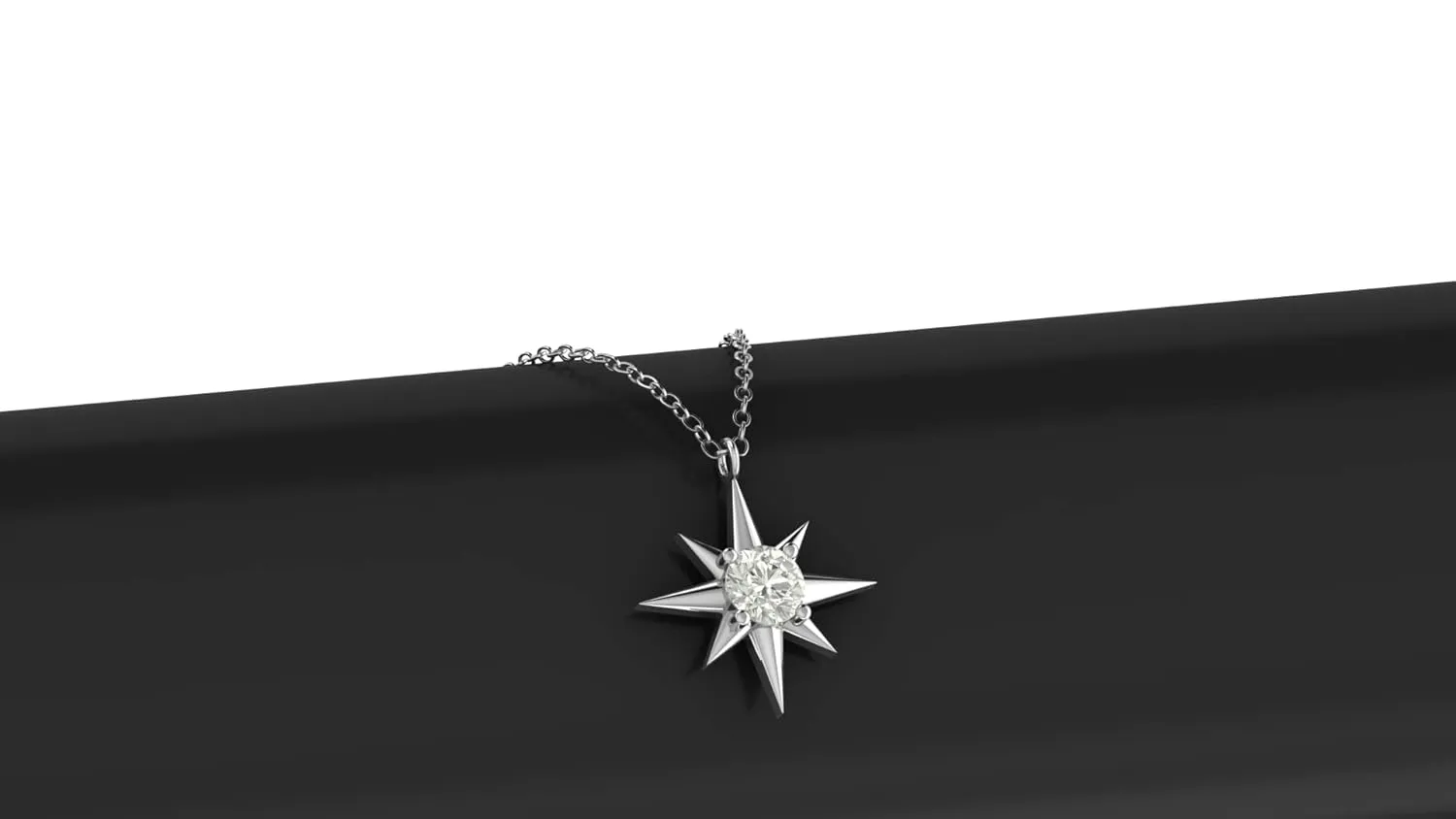 North Star Pendant Necklace, White Topaz Necklace, Birthstone Necklace for Women, April Birthstone Gift, Topaz Jewelry, 16   2 Inch Adjustable Chain