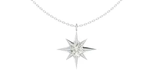 North Star Pendant Necklace, White Topaz Necklace, Birthstone Necklace for Women, April Birthstone Gift, Topaz Jewelry, 16   2 Inch Adjustable Chain