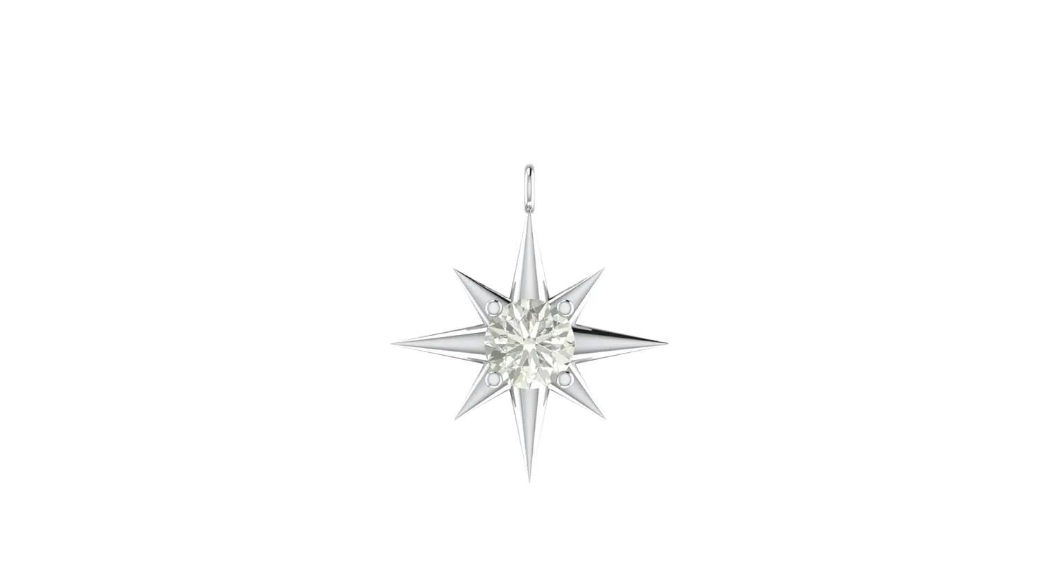 North Star Pendant Necklace, White Topaz Necklace, Birthstone Necklace for Women, April Birthstone Gift, Topaz Jewelry, 16   2 Inch Adjustable Chain