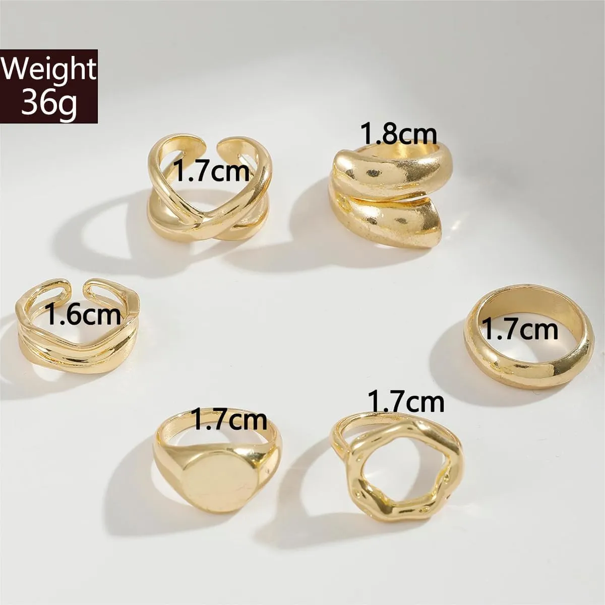 Otxas Chunky Gold Rings for Women Adjustable Gold Rings Non Tarnish Silver Statement Rings Bold Thick Stackable Rings Chunky Rings for Women Gold Plated Jewelry