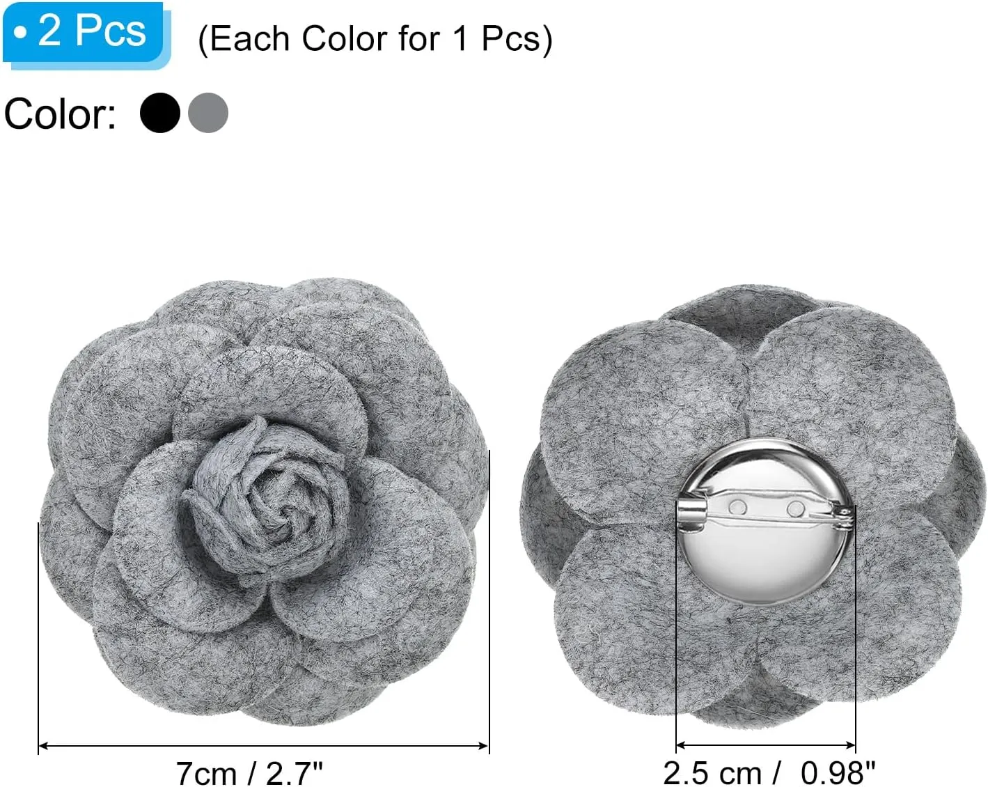 PATIKIL Camellia Fabric Pin, Flower Brooch Artificial Flowers Brooches for Women Girls Cloth Wedding Party Decor Accessories Jewelry