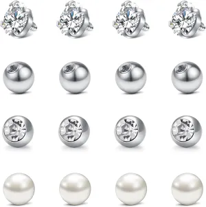 QWALIT 16gauge 14gauge Stainless Steel Replacement Balls for Lip Studs Labret Earrings Piercing Jewelry Septum Rings Externally Threaded Plastic Balls 3mm - 8mm
