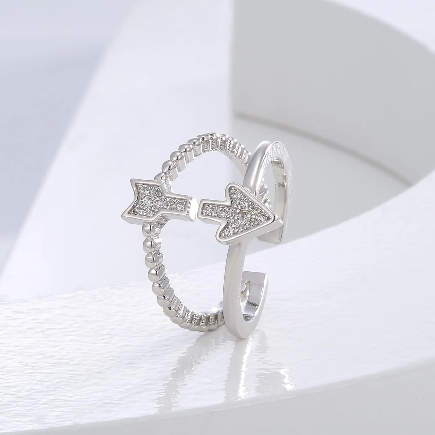 Silver Rings for Women 925 Sterling Silver Rings Trendy Stacking Open Rings Boho Adjustable Thumb Rings Index Finger Rings Fashion Cubic Zirconia Finger Rings Cute Statement Ring Everyday Jewelry