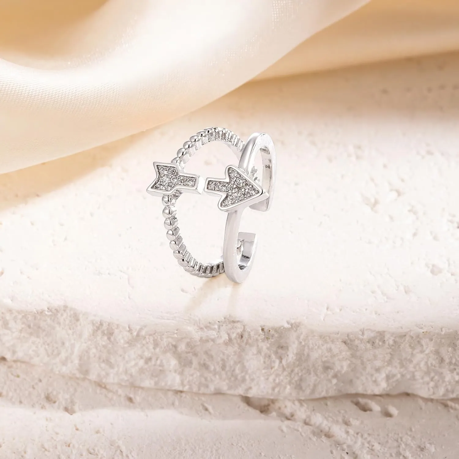 Silver Rings for Women 925 Sterling Silver Rings Trendy Stacking Open Rings Boho Adjustable Thumb Rings Index Finger Rings Fashion Cubic Zirconia Finger Rings Cute Statement Ring Everyday Jewelry