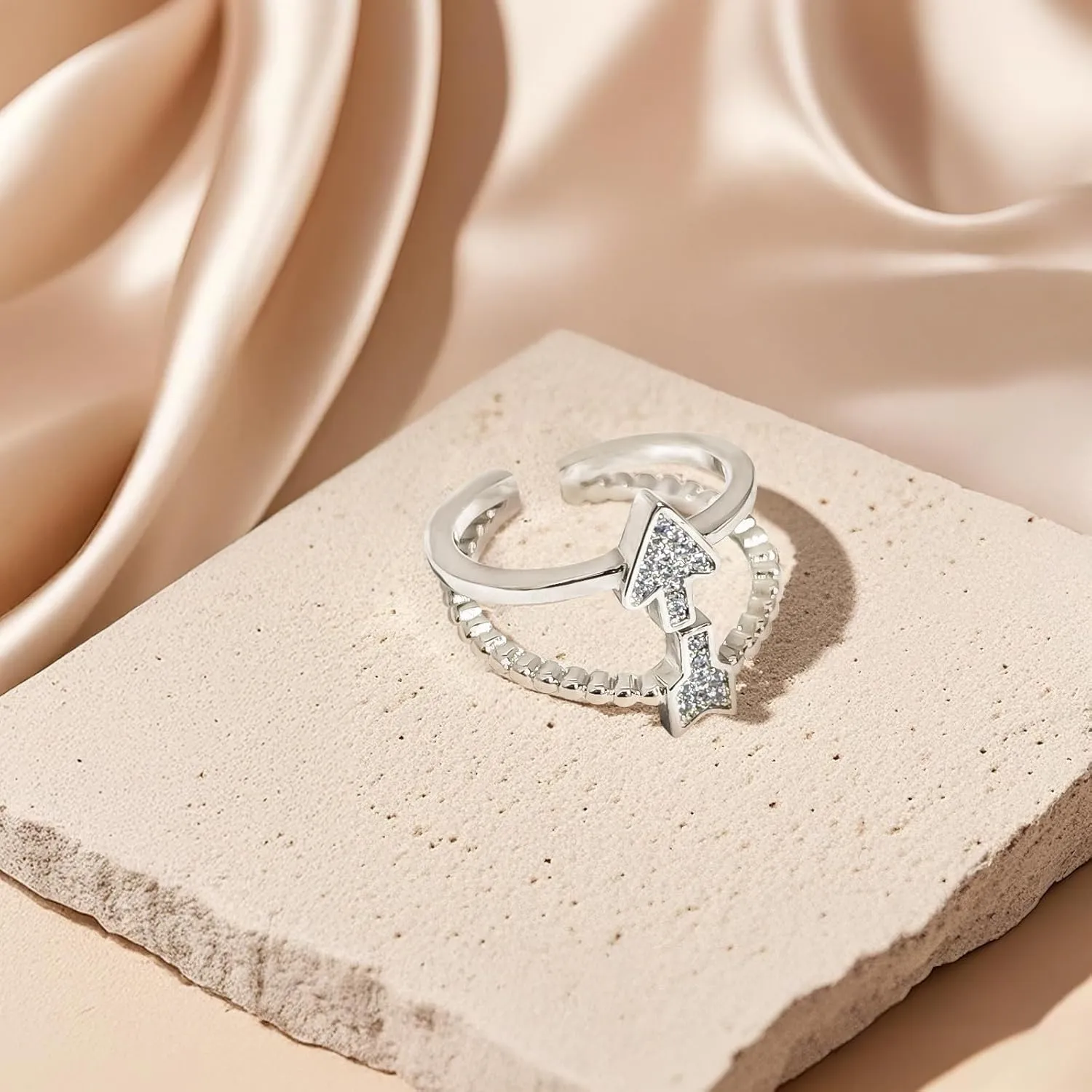 Silver Rings for Women 925 Sterling Silver Rings Trendy Stacking Open Rings Boho Adjustable Thumb Rings Index Finger Rings Fashion Cubic Zirconia Finger Rings Cute Statement Ring Everyday Jewelry