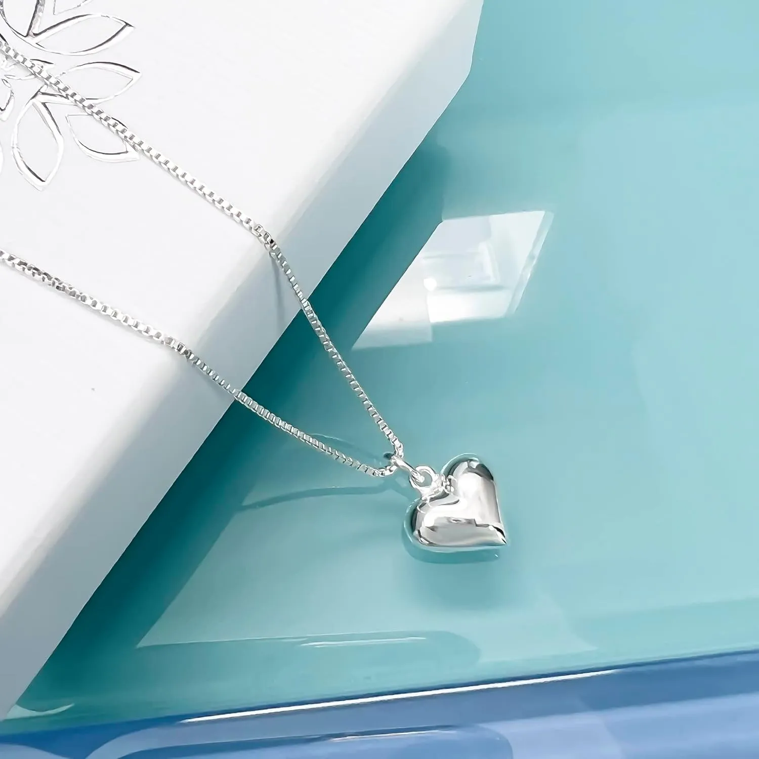 Small and Dainty Sterling Silver Heart Necklace for Women, Girlfriend Gift, Gift for Mom Necklace, Wife Gift Necklace, Daughter Gift Necklace (22 inches)
