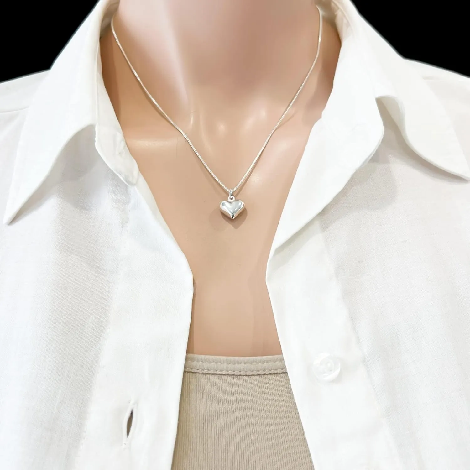 Small and Dainty Sterling Silver Heart Necklace for Women, Girlfriend Gift, Gift for Mom Necklace, Wife Gift Necklace, Daughter Gift Necklace (22 inches)