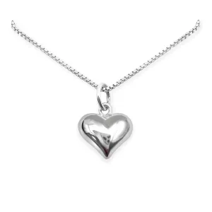 Small and Dainty Sterling Silver Heart Necklace for Women, Girlfriend Gift, Gift for Mom Necklace, Wife Gift Necklace, Daughter Gift Necklace (22 inches)