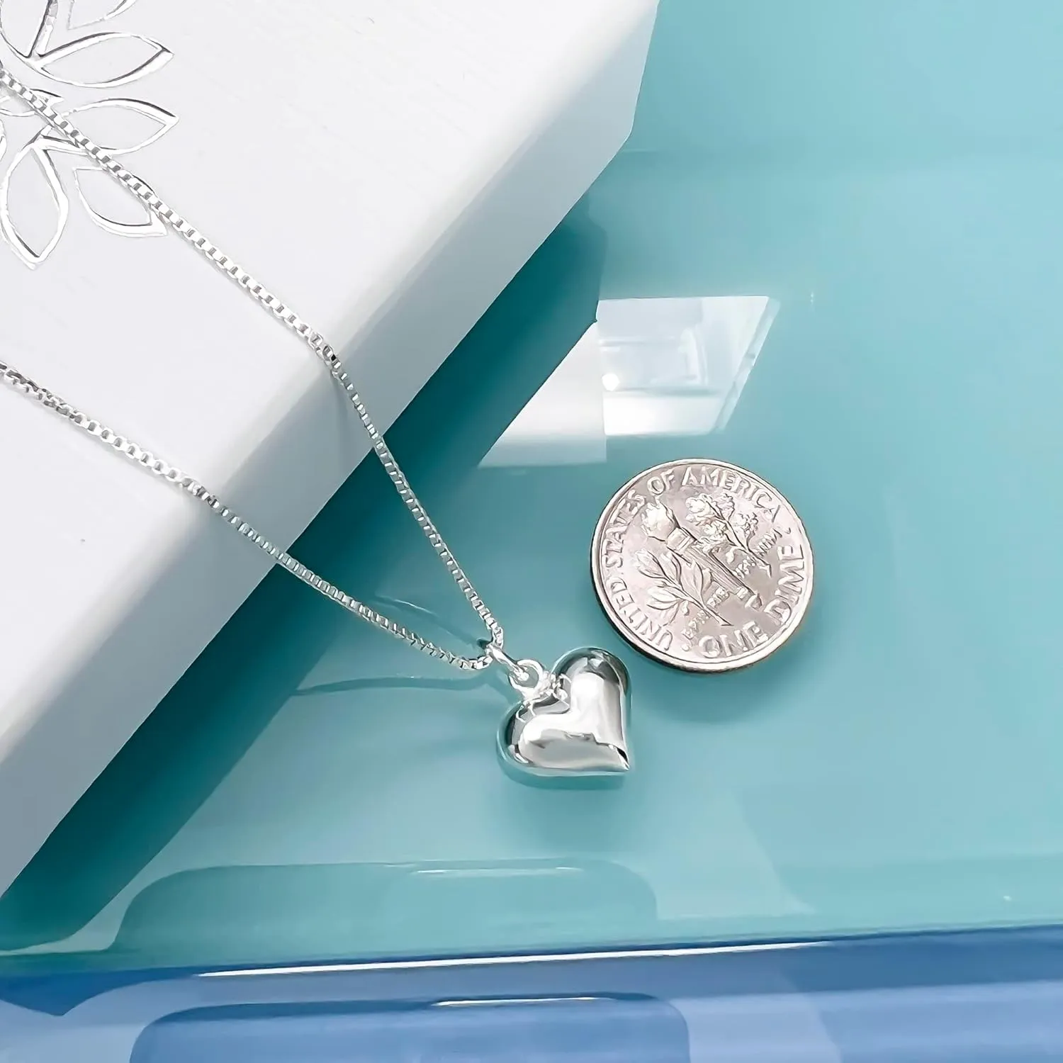 Small and Dainty Sterling Silver Heart Necklace for Women, Girlfriend Gift, Gift for Mom Necklace, Wife Gift Necklace, Daughter Gift Necklace (22 inches)