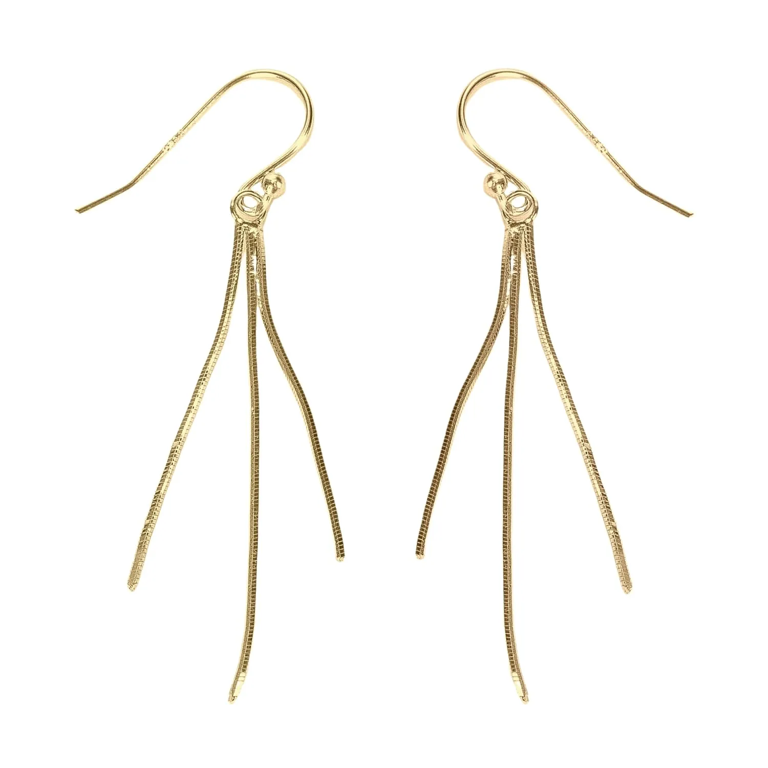 Snake Chain Tassel Dangle Earrings in Silver, Gold, or Rose Gold (Gold Vermeil)