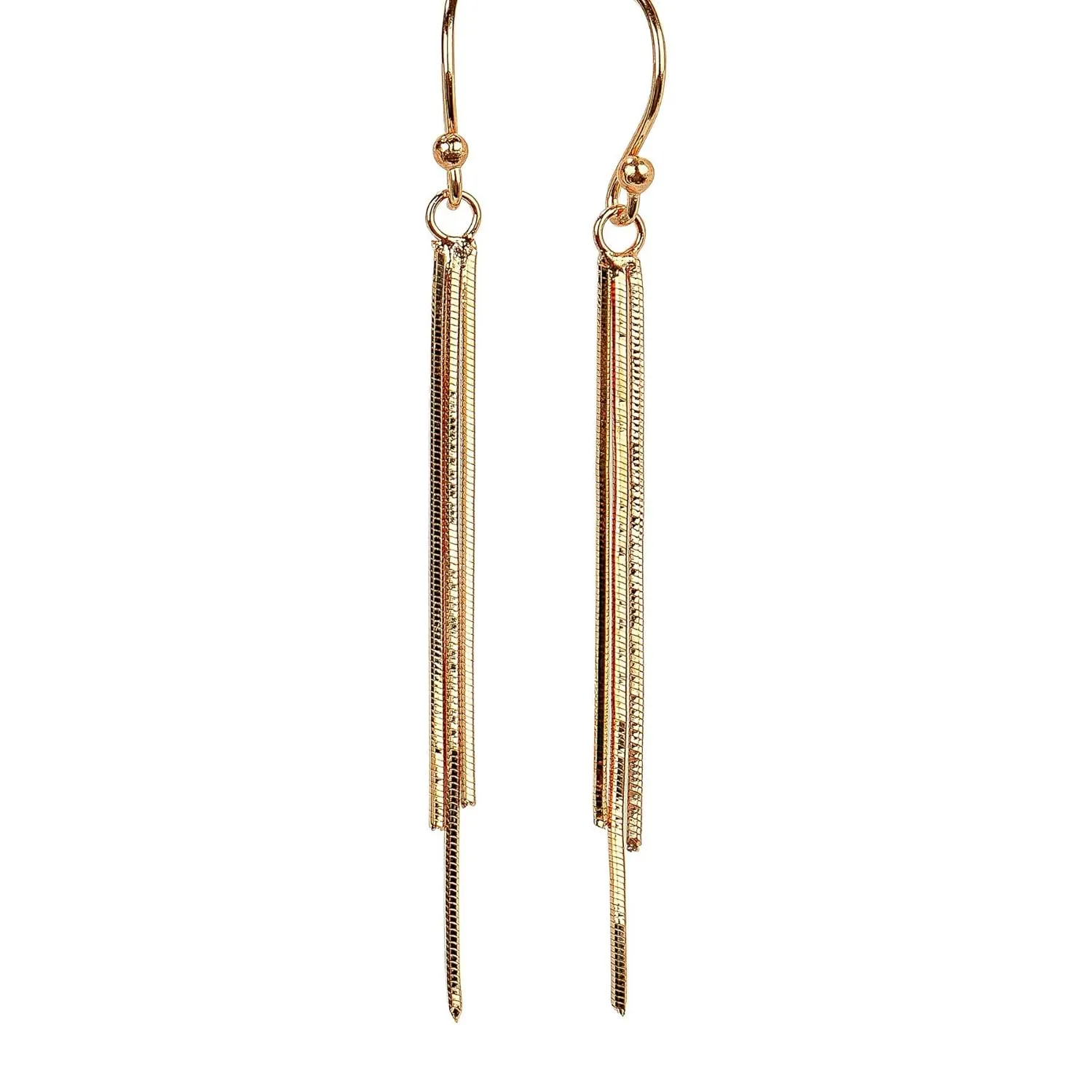 Snake Chain Tassel Dangle Earrings in Silver, Gold, or Rose Gold (Gold Vermeil)