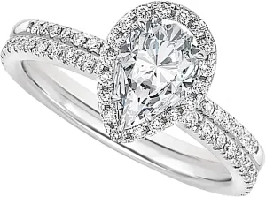 Sparkling Teardrop Ring in Sterling Silver Wedding Engagement Rings Pear Cut Cubic Zirconia CZ Ring Set for Women