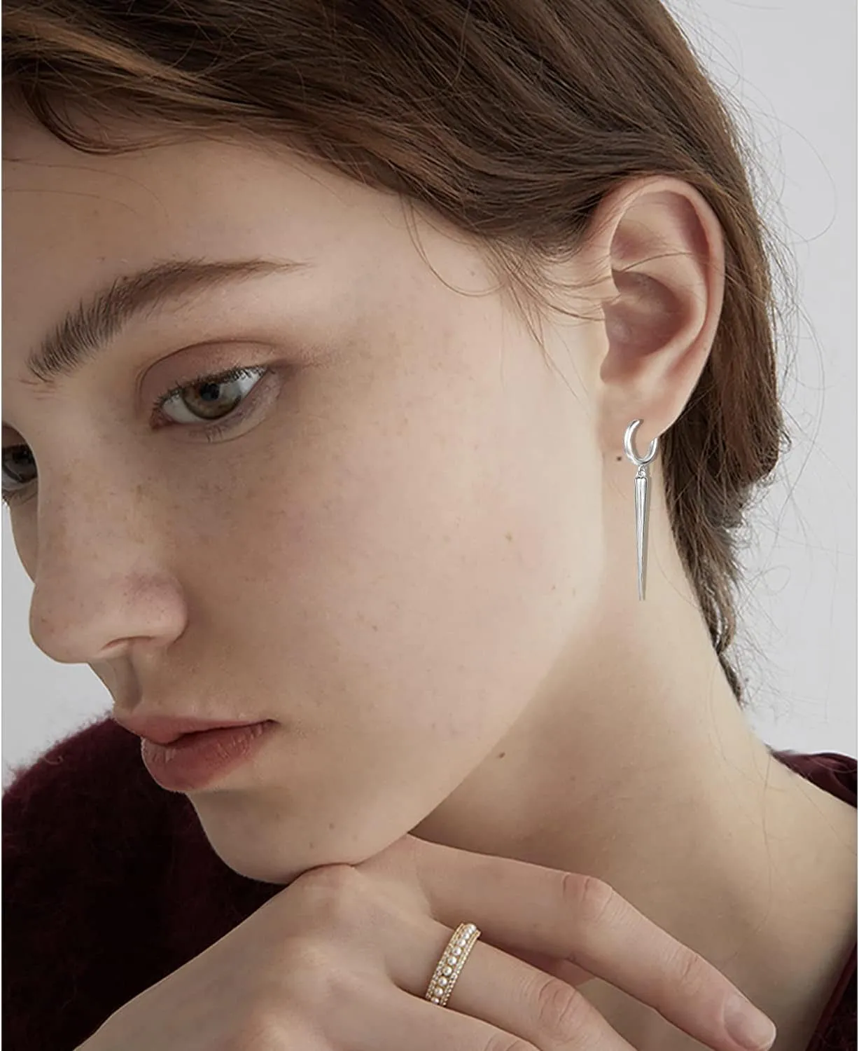 Spike Dangle Drop Hoop Earrings for Women Men Stainless Steel Hoops Cuff Cartilage Stud Tragus Helix Wrap Geometric Personalized Punk