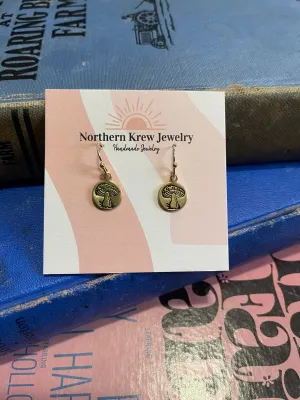 Stamped Single Shroom Earrings