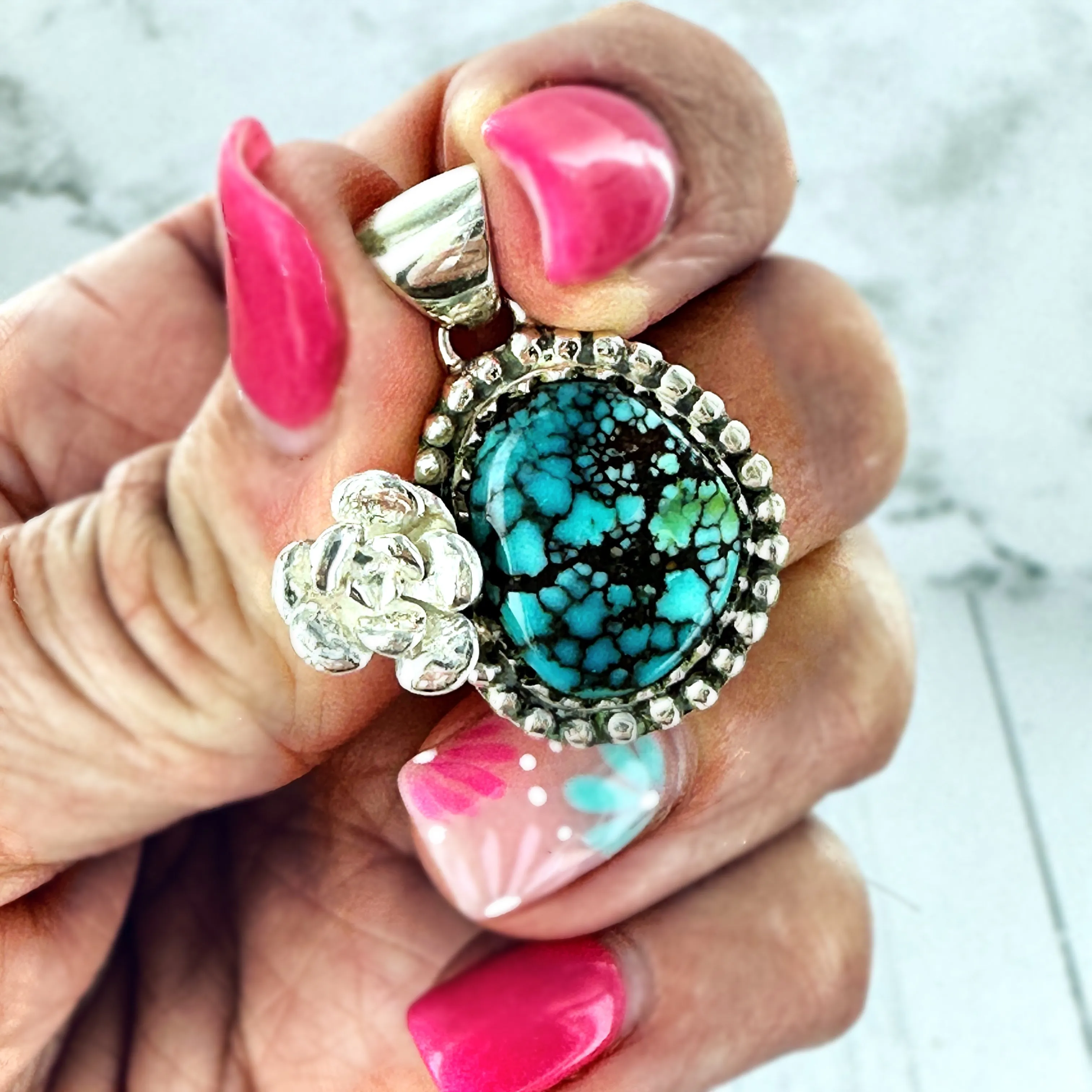 Turquoise & Succulents Pendant